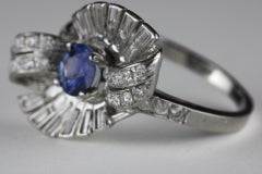 Blue Sapphire and Diamond Cocktail Ring