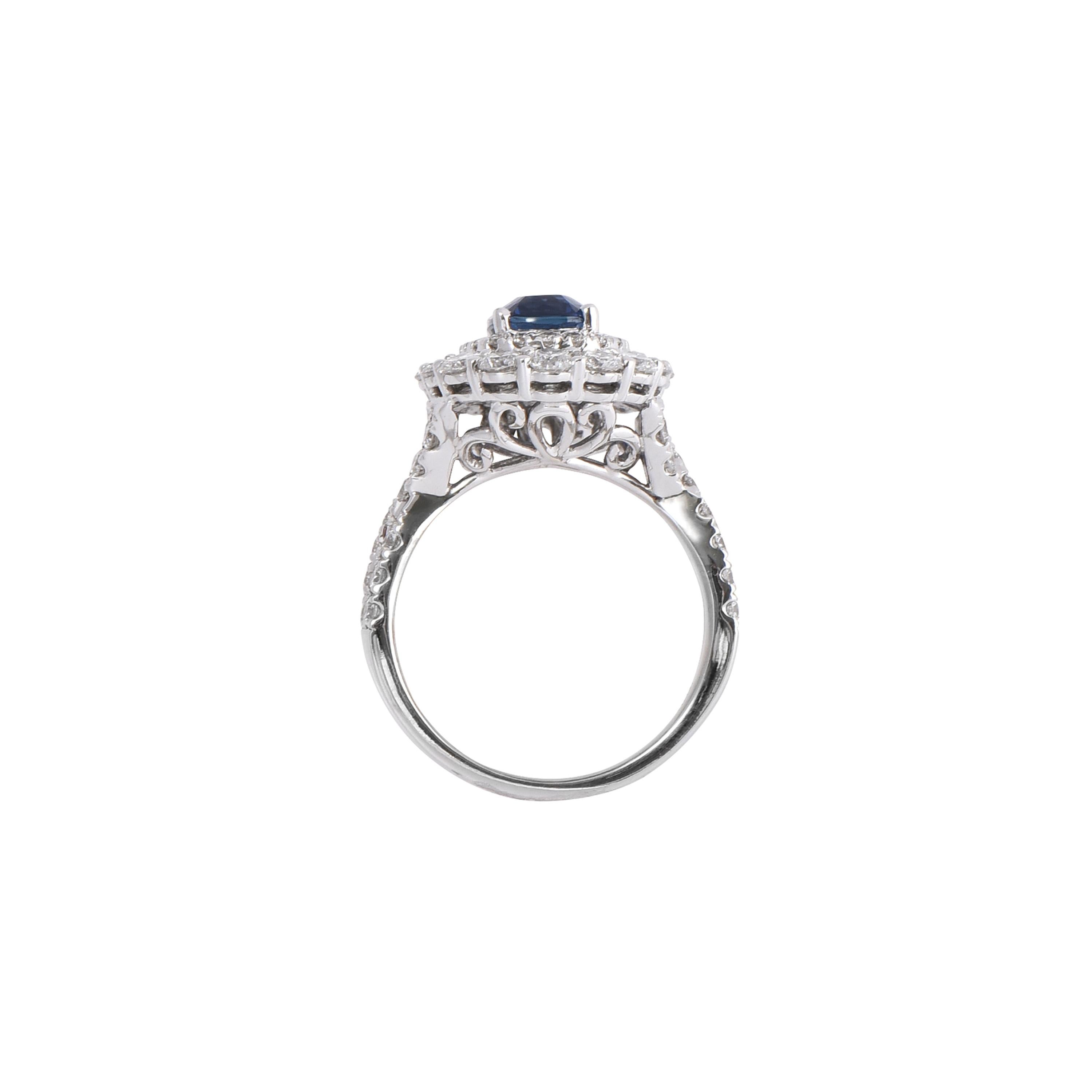 Modern Laviere Blue Sapphire and Diamond Cocktail Ring For Sale