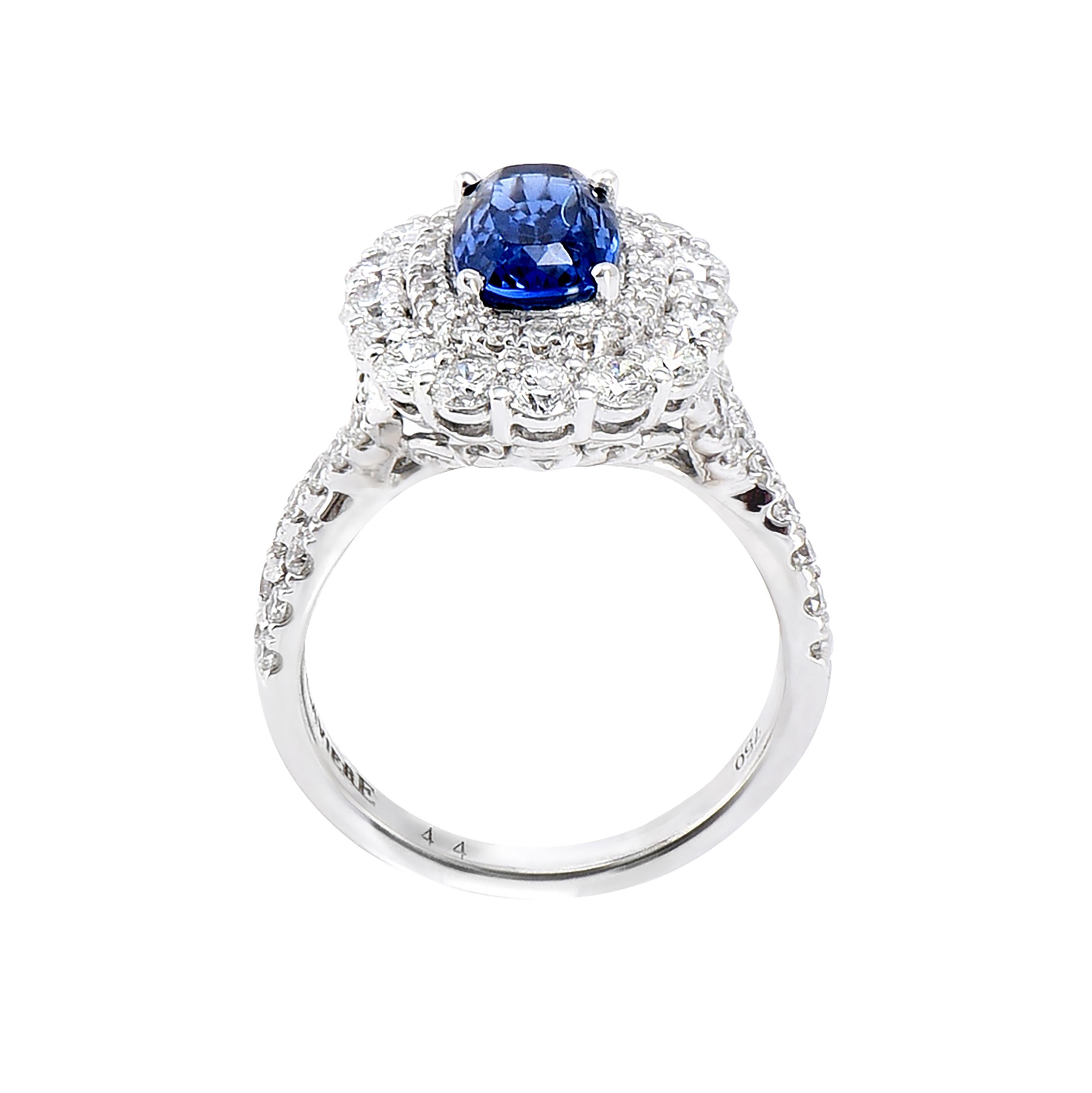 Oval Cut Laviere Blue Sapphire and Diamond Cocktail Ring For Sale