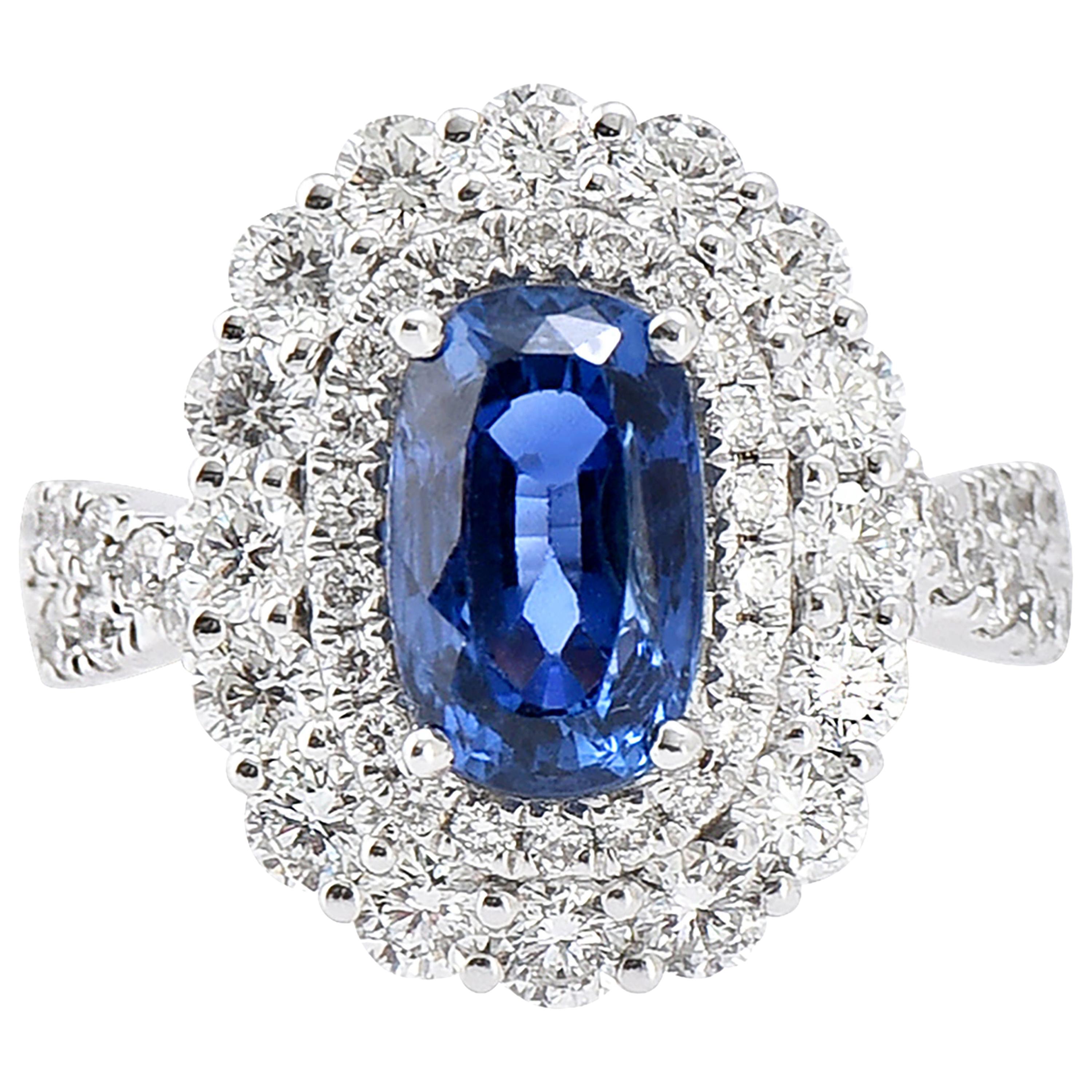 Laviere Blue Sapphire and Diamond Cocktail Ring For Sale