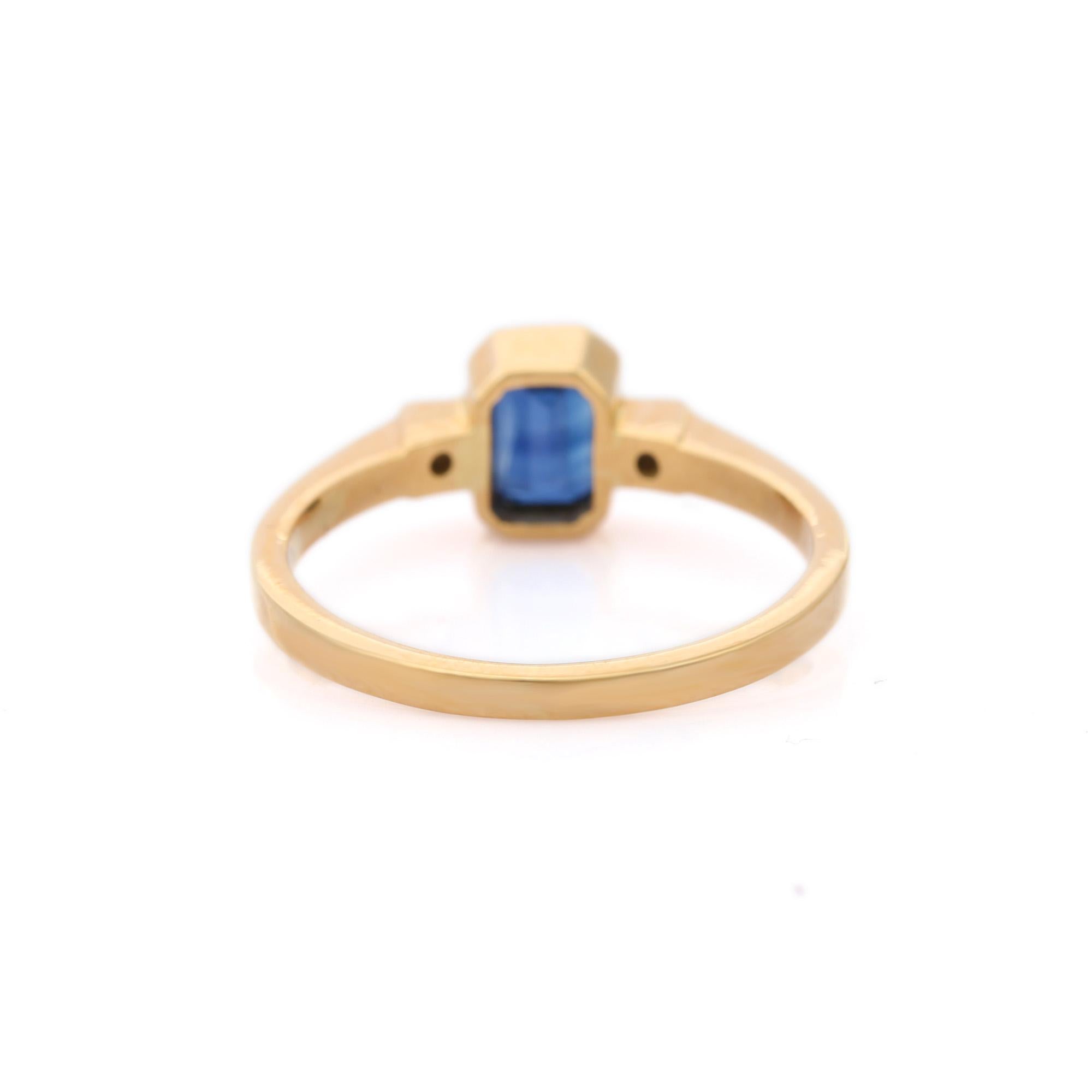 For Sale:  Blue Sapphire and Diamond Cocktail Ring in 18K Yellow Gold 4