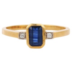 Blue Sapphire and Diamond Cocktail Ring in 18K Yellow Gold