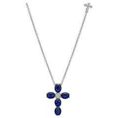 Blue Sapphire and Diamond Cross Pendant Blue Sapphire and Diamond Cross Pendant