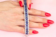 Blue Sapphire and Diamond Cuff Bracelet Design by Ella Gafter