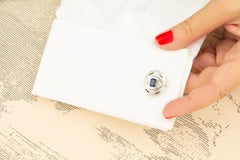 Blue Sapphire and Diamond Cufflinks 18k gold Design by Ella Gafter