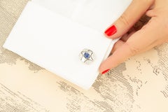 Boutons de manchette Ella Gafter en or 18 carats, saphir bleu et diamants