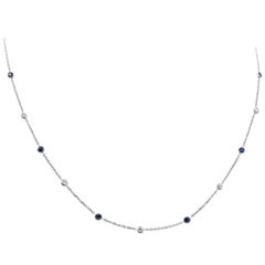 Blue Sapphire and Diamond Diamonds by the Yard Necklace