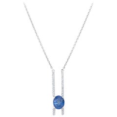 Blue Sapphire and Diamond Double Bar Necklace