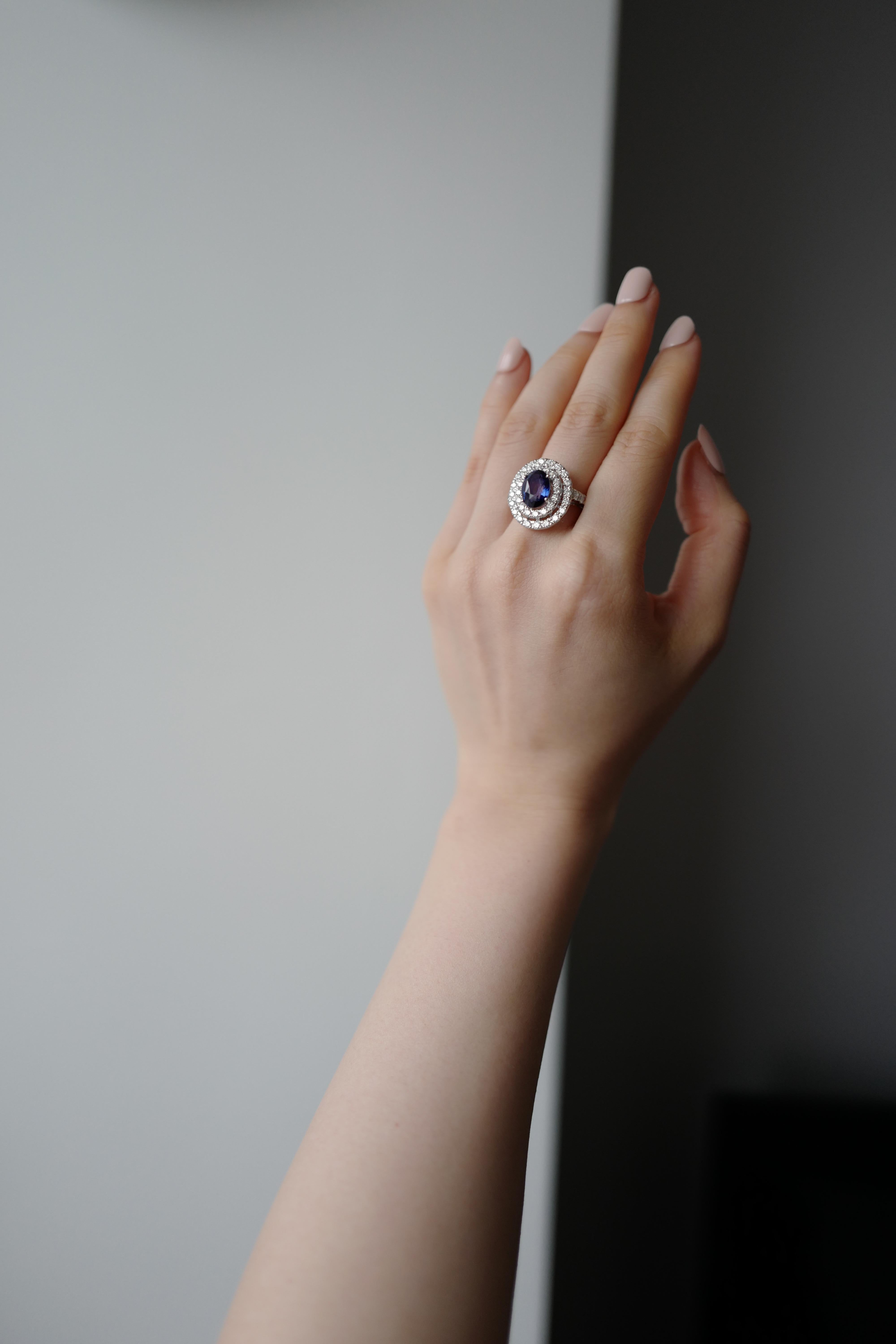 blue sapphire 28 carat double halo ring