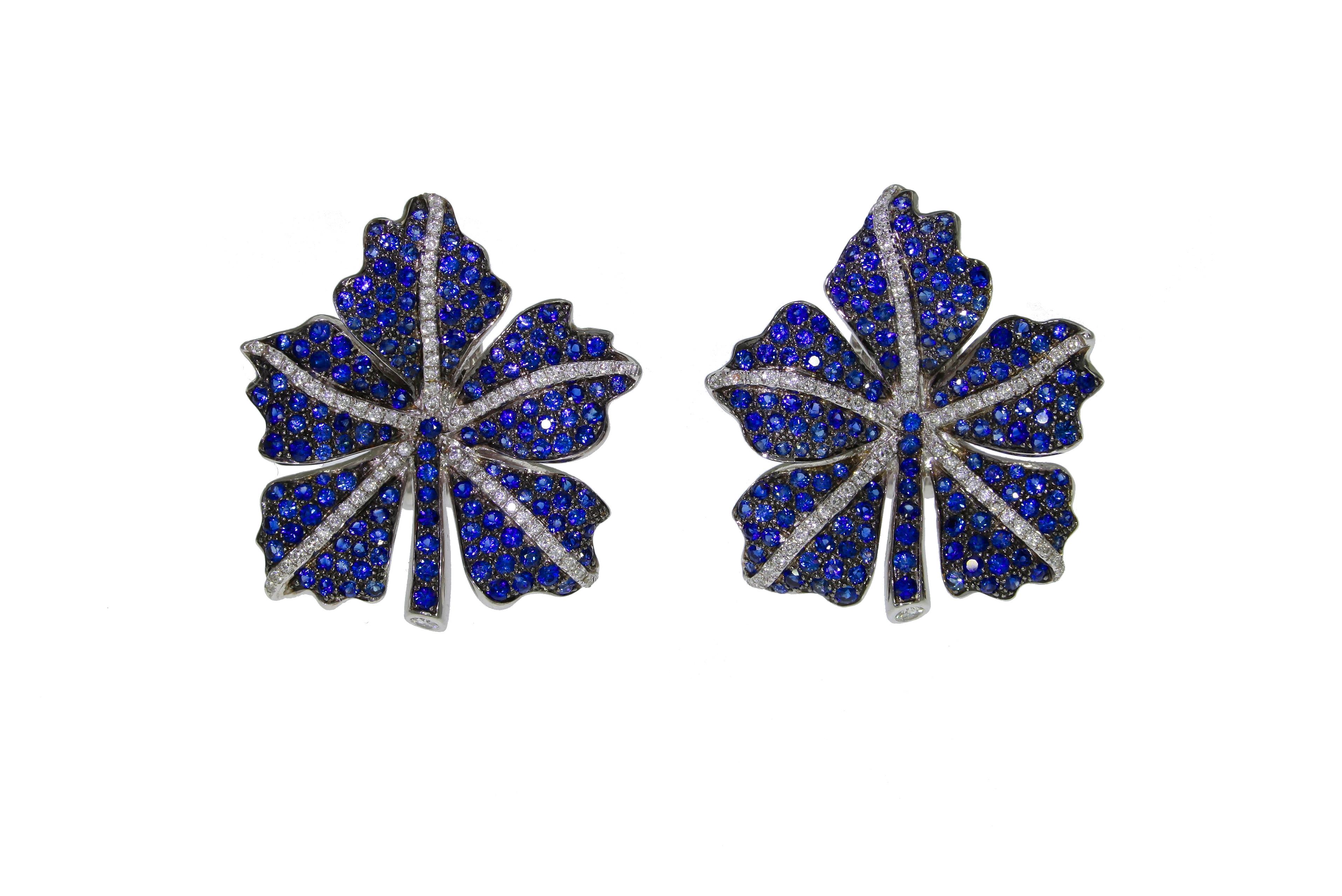Chatila Blue Sapphire and Diamond Earrings In New Condition For Sale In London, GB