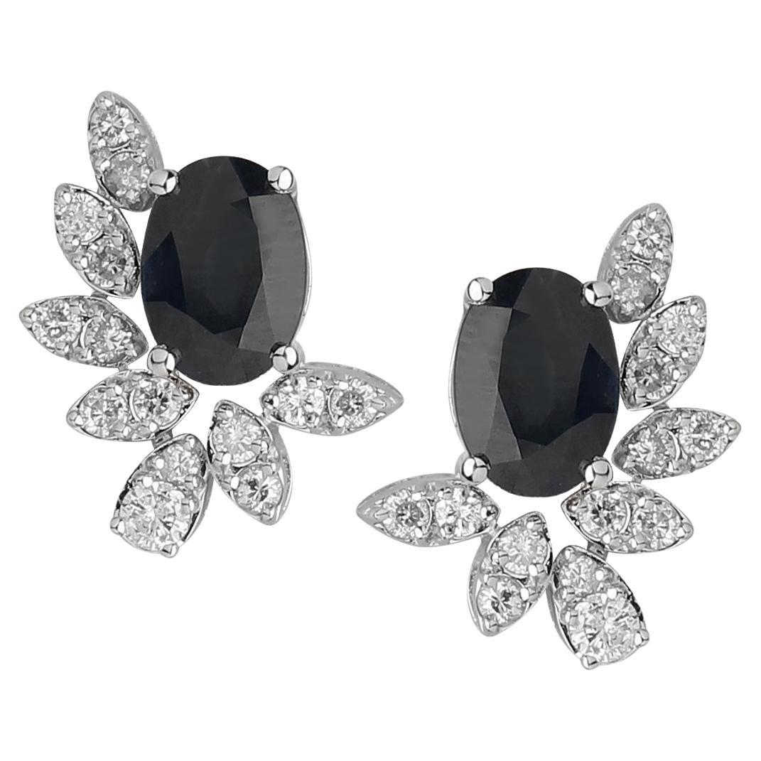 Blue sapphire and diamond earrings