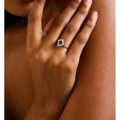 Blue Sapphire And Diamond Engagement 0.80ct Ring