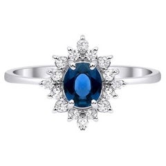 Bague de fiançailles en saphir bleu et diamant 0,80 carat