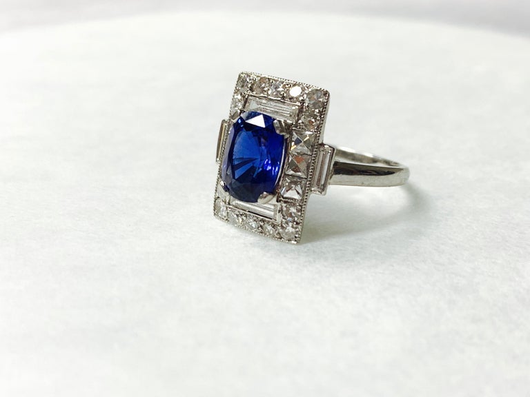 Blue Sapphire and Diamond Engagement Ring in Platinum For Sale (Free ...