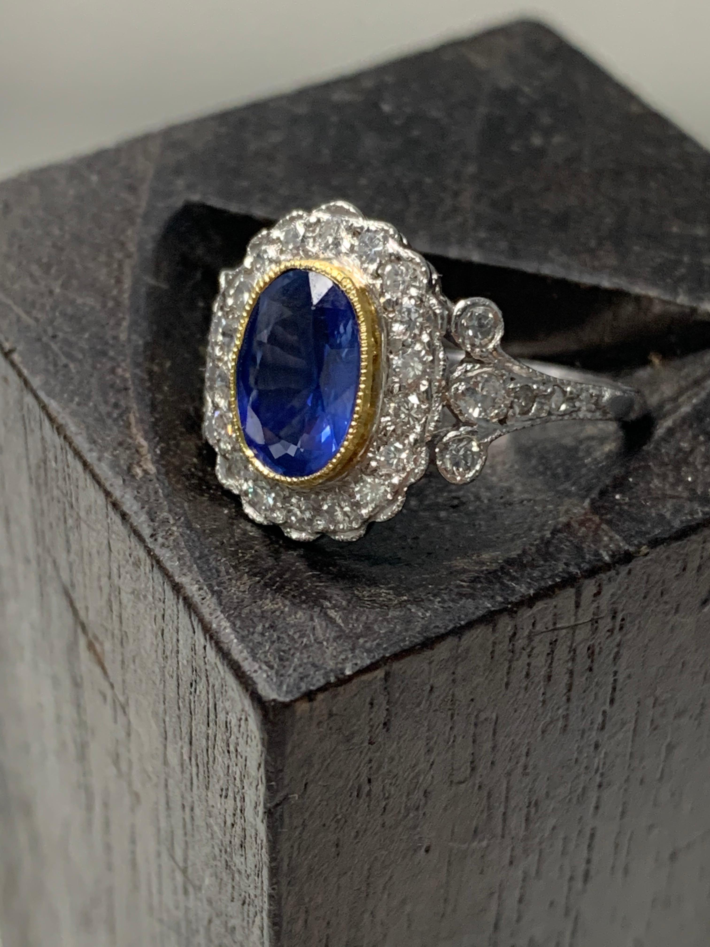 Blue Sapphire and Diamond Engagement Ring in Platinum 1