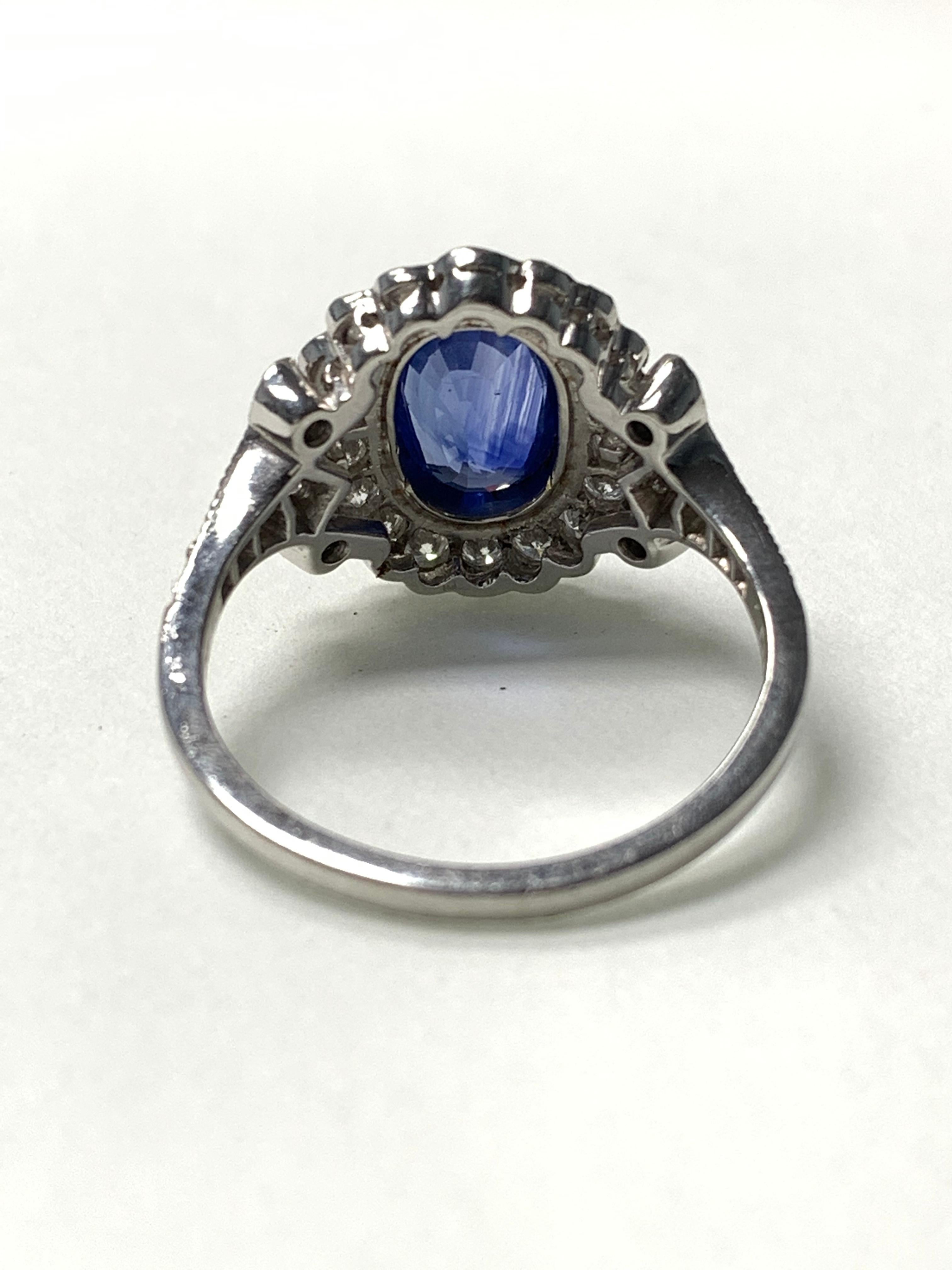 Blue Sapphire and Diamond Engagement Ring in Platinum 2