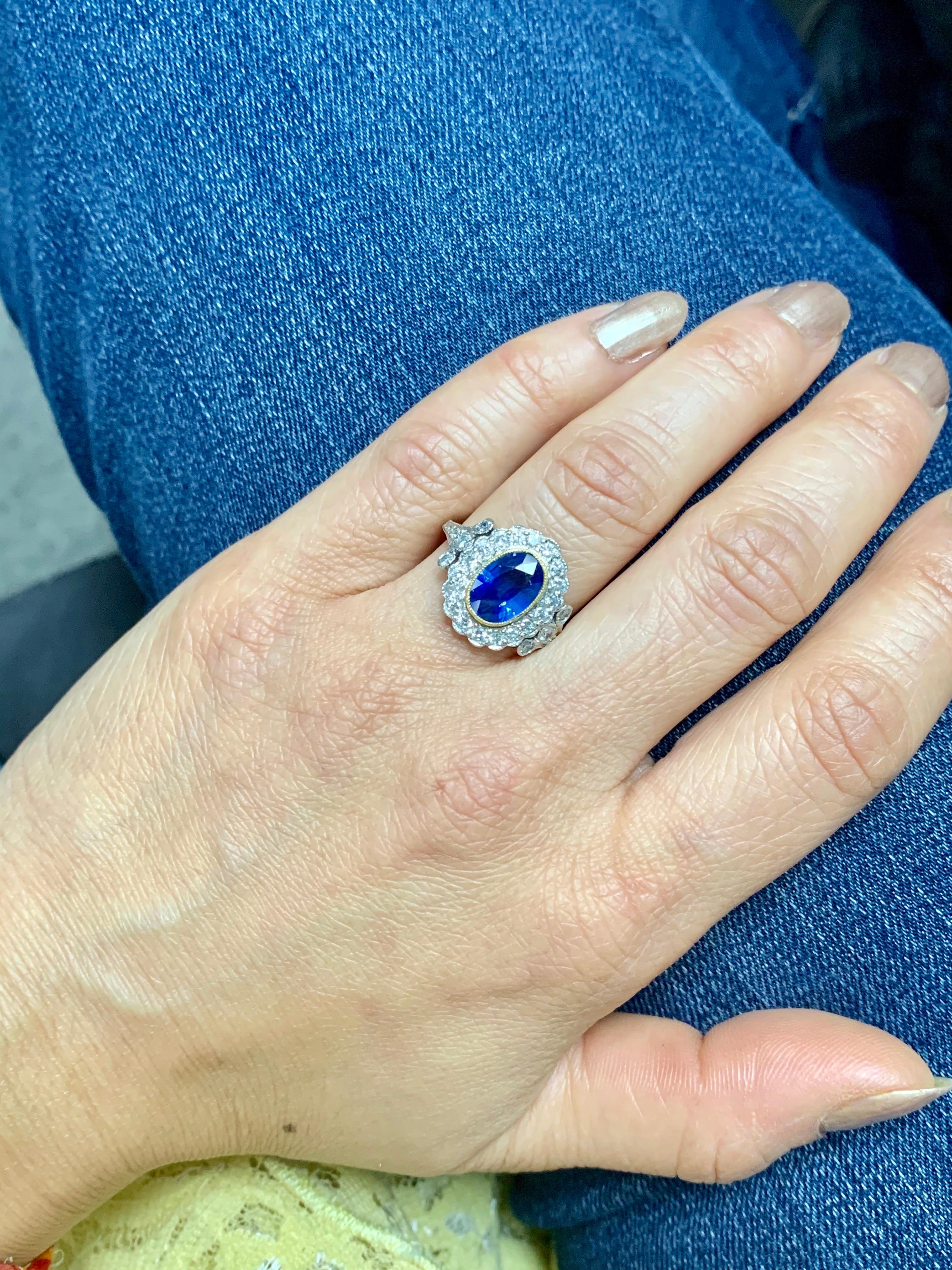 Blue Sapphire and Diamond Engagement Ring in Platinum 4