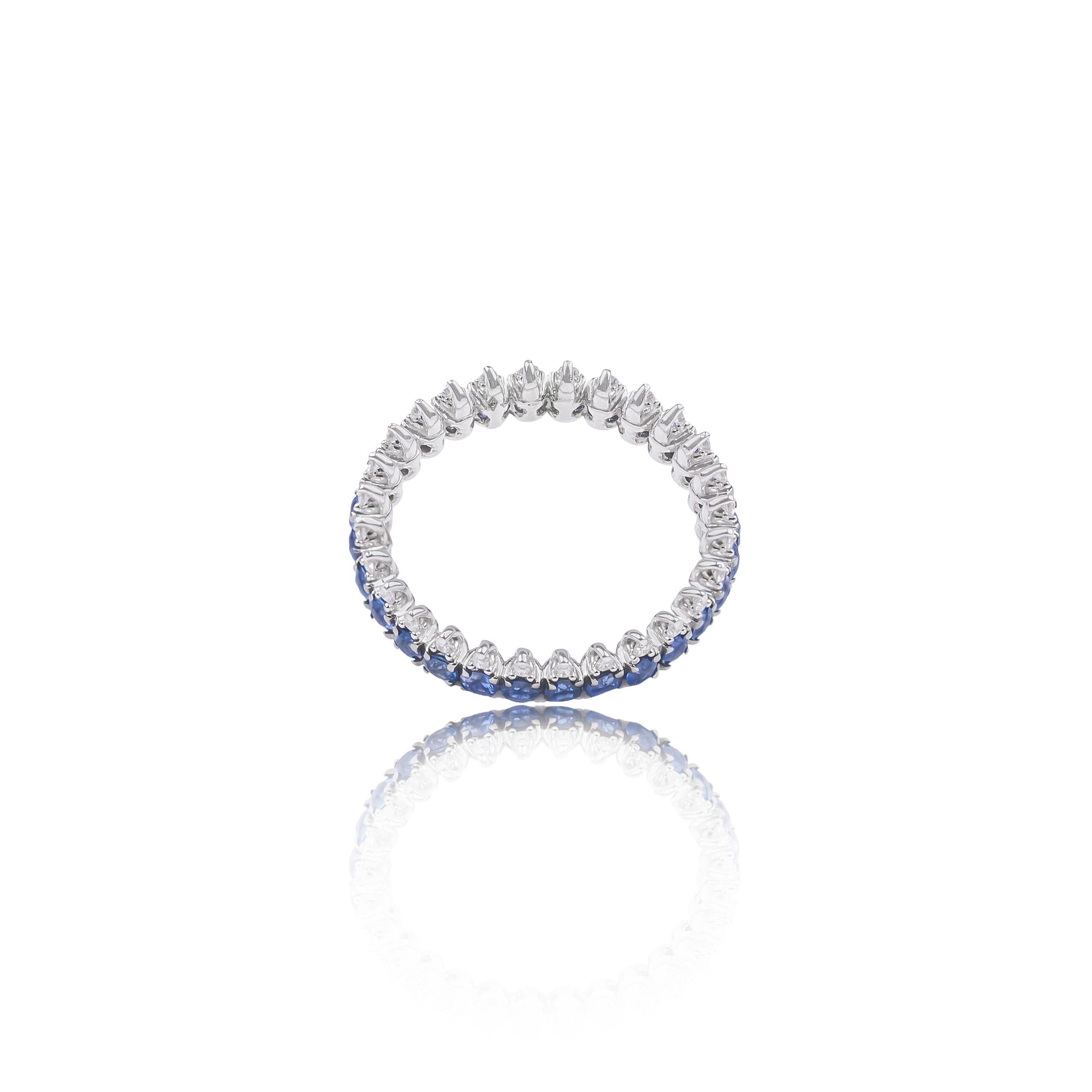 En venta: Sortija de Zafiro Azul y Diamantes Forma de Corona con Puntas de Diamantes  4