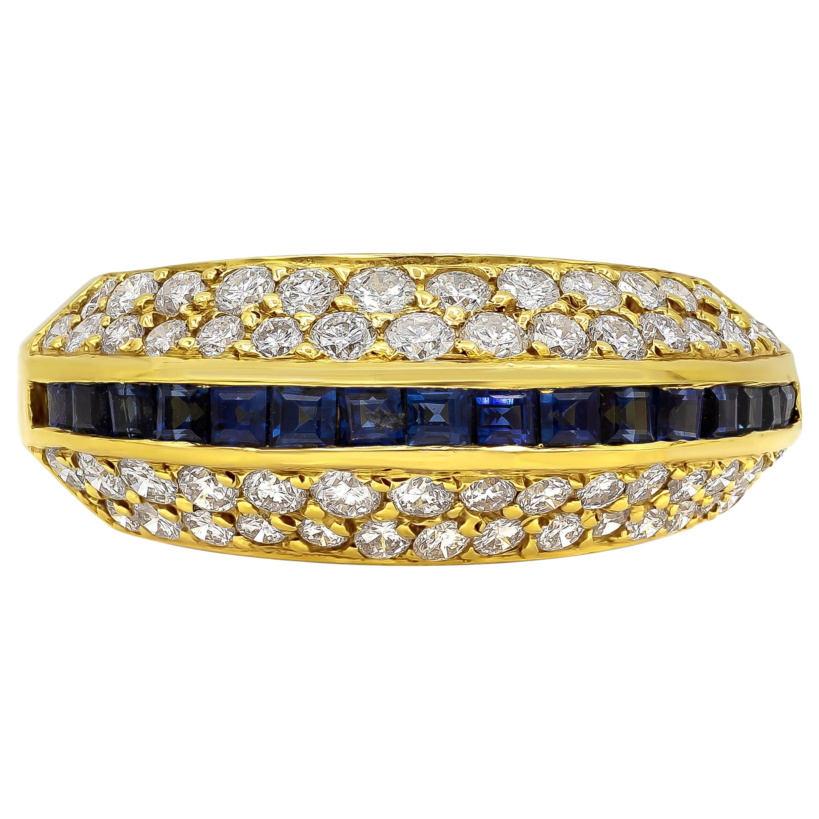 Roman Malakov 2.01 Carats Total Round Cut Diamond with Sapphire Fashion Ring
