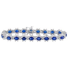 Blue Sapphire and Diamond Flower Bracelet