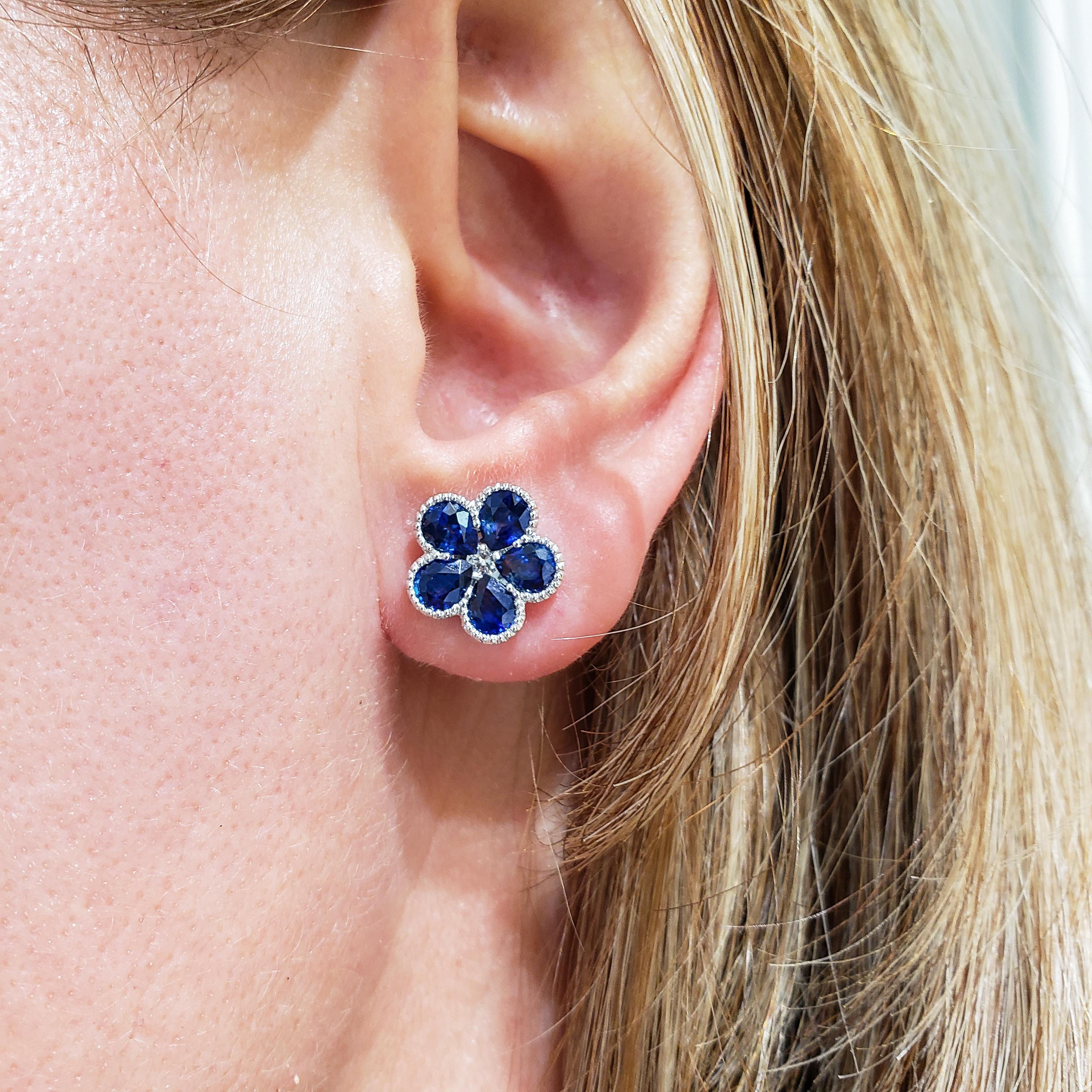 blue sapphire flower earrings