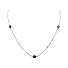 Roman Malakov Blue Sapphire and Diamond Halo Diamonds by The Yard Necklace