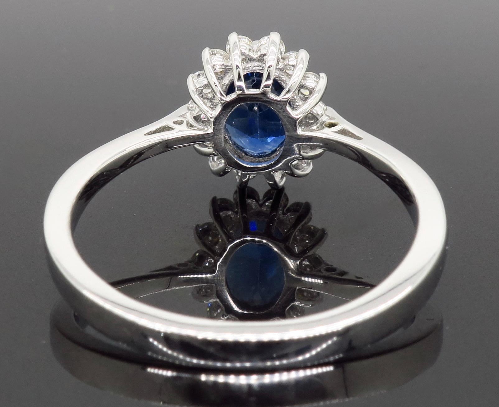 Blue Sapphire and Diamond Halo Ring 5