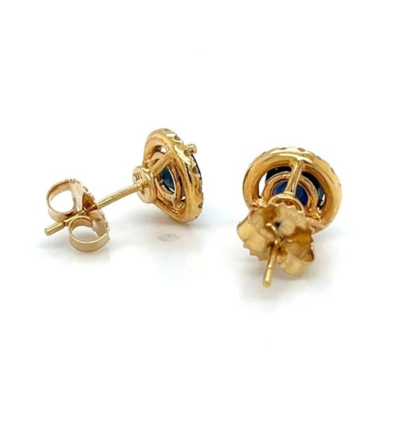 blue diamond halo earrings