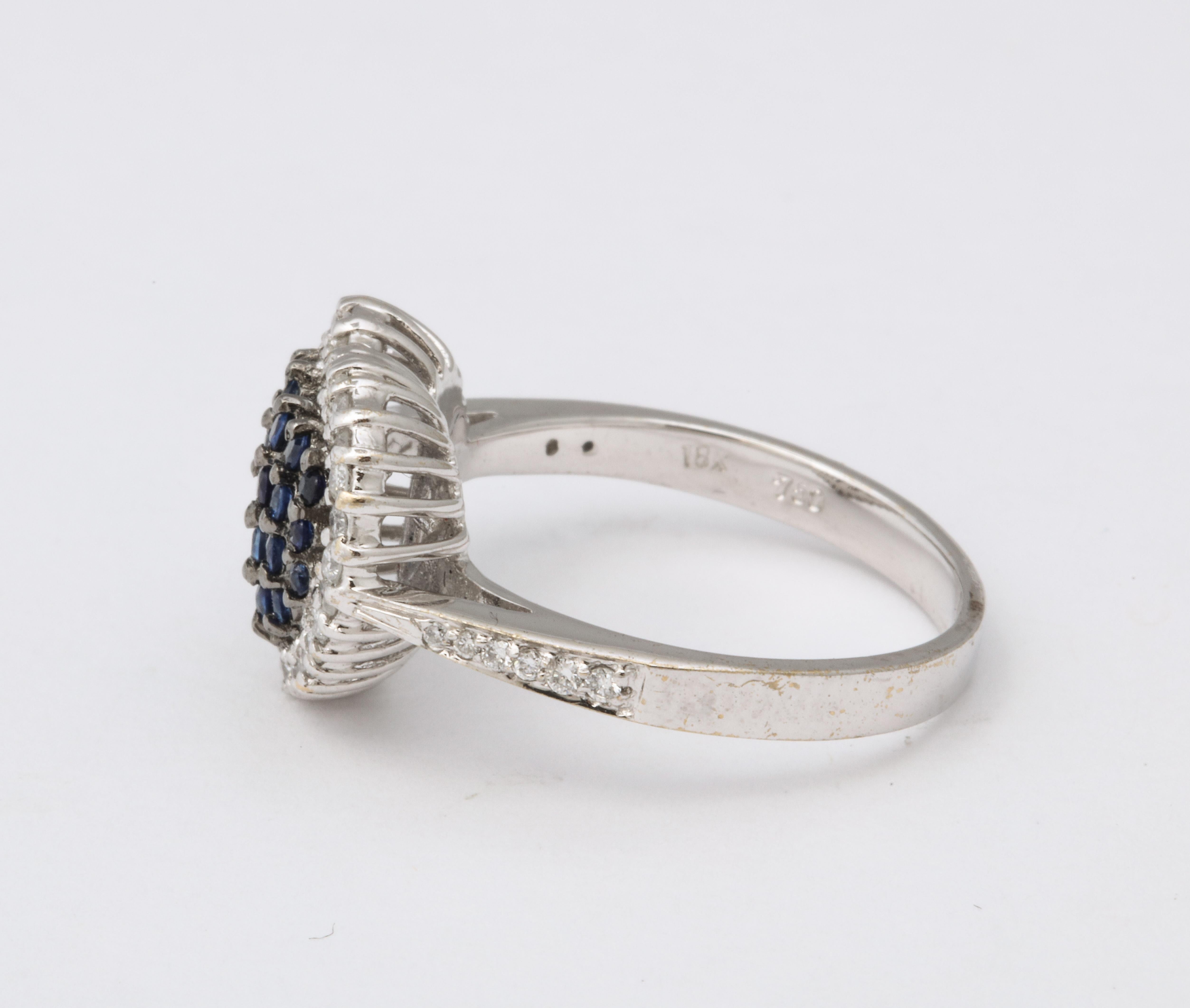 Blue Sapphire and Diamond Heart Ring For Sale 3
