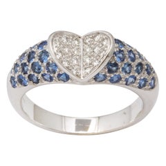 Blauer Saphir und Diamant Herz-Ring