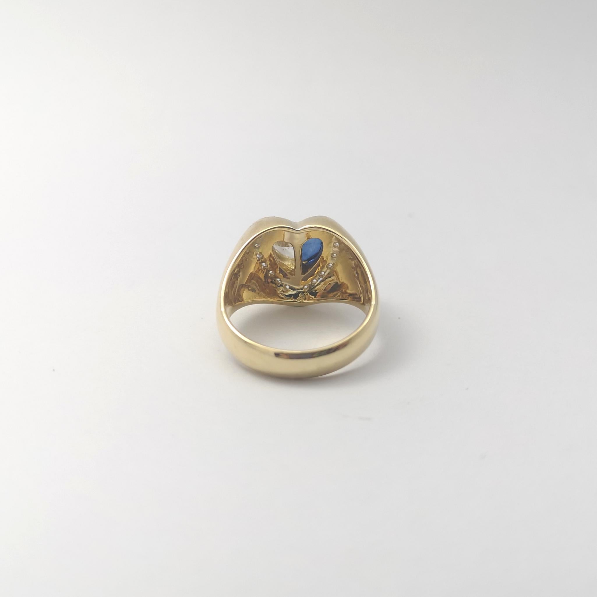 Blue Sapphire and Diamond Heart Ring set in 18K Gold Settings For Sale 5