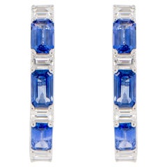 Ohrringe mit blauem Saphir und Diamant 2,5 Karat 18K Weißgold