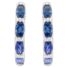 Ohrringe mit blauem Saphir und Diamant 2,75 Karat 18K Weißgold