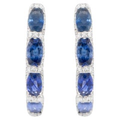 Ohrringe mit blauem Saphir und Diamant 2,75 Karat 18K Weißgold