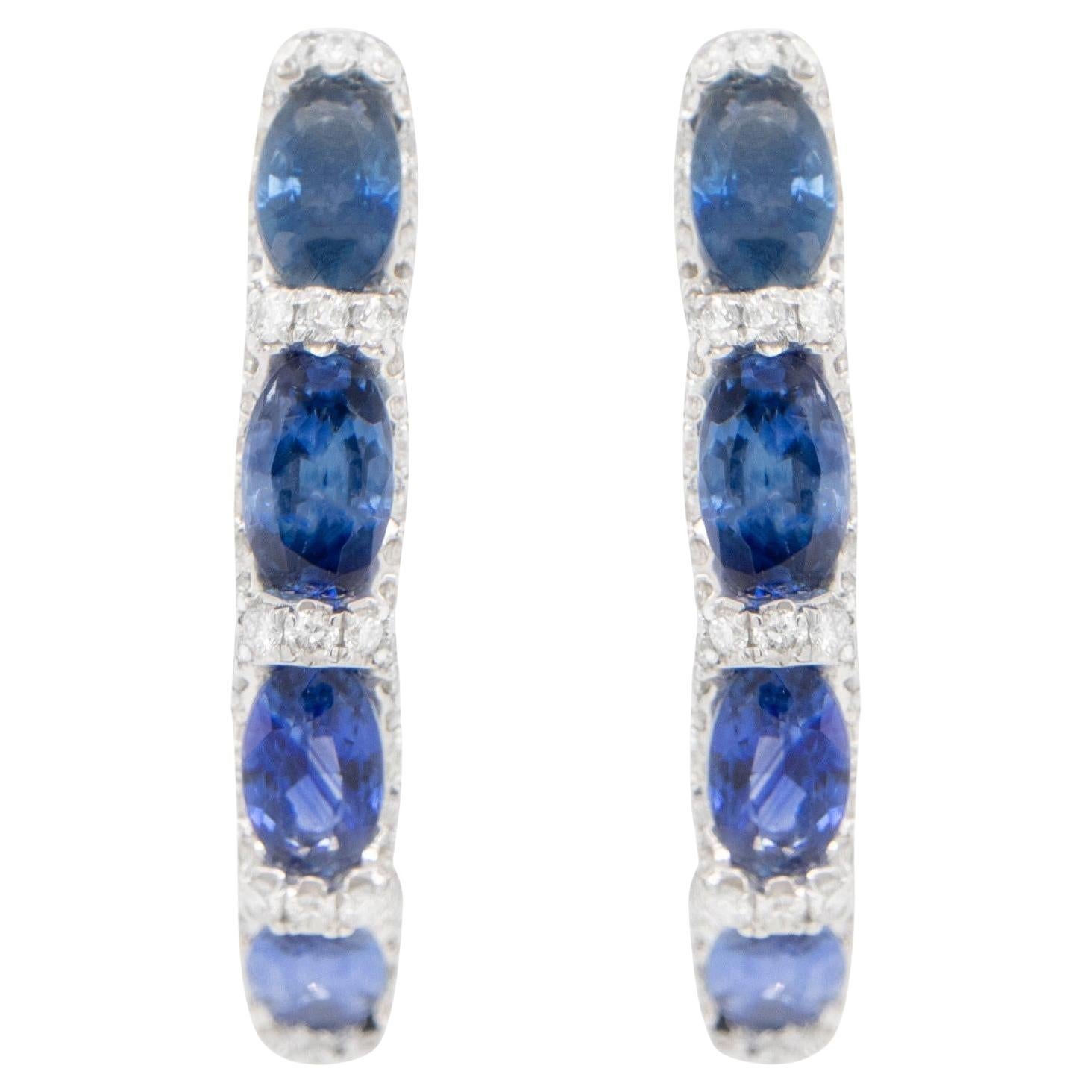 Ohrringe mit blauem Saphir und Diamant 2,75 Karat 18K Weißgold im Angebot