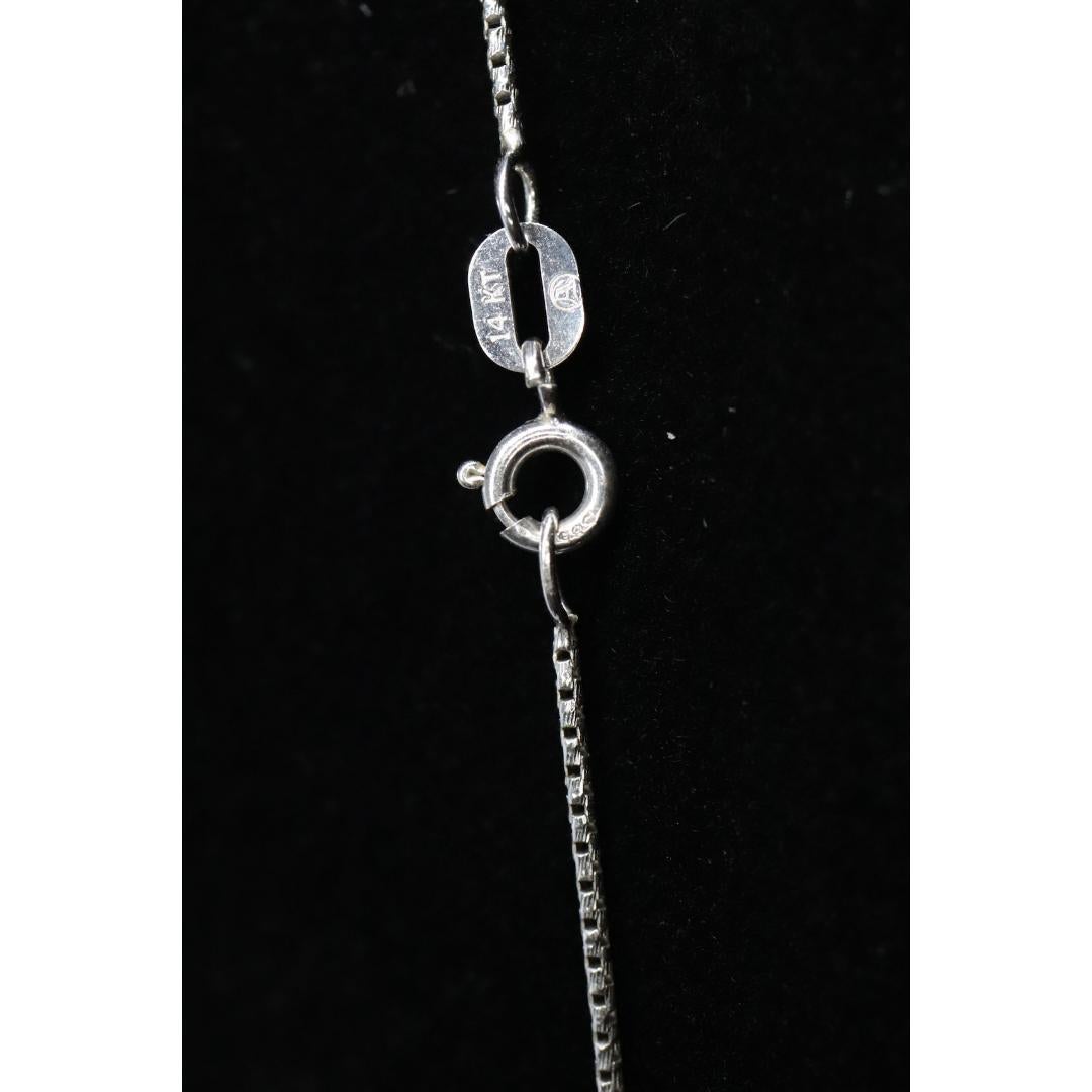 Reise-Anhänger mit blauem Saphir und Diamanten. 14k Weißgold Prinzessin-Saphire 4