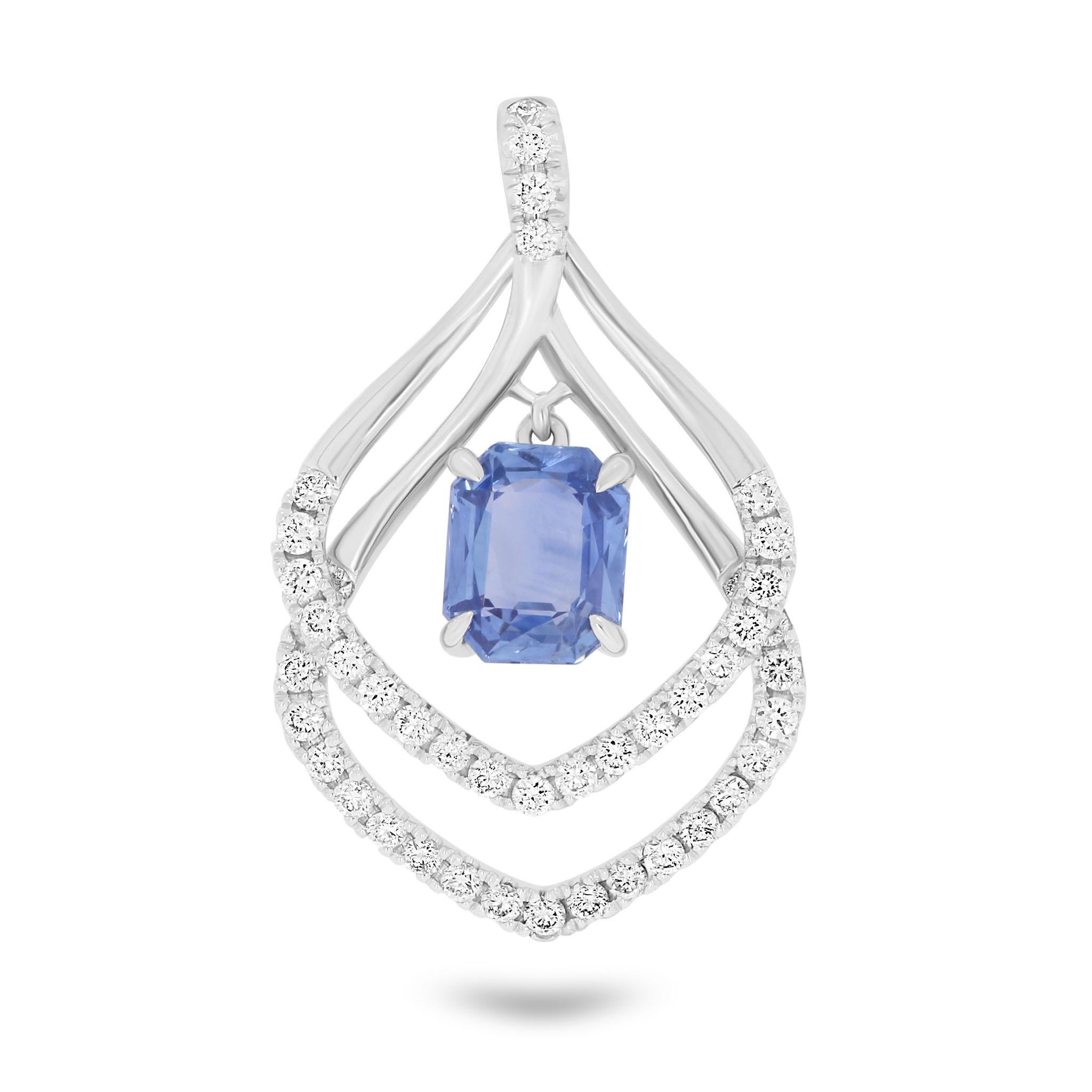 Blue Sapphire and Diamond Kite Pendant