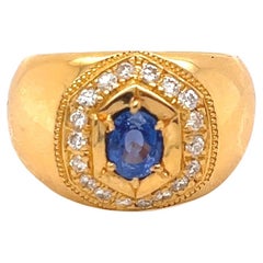 K20 Radiant Sapphire Diamond Men's Ring 