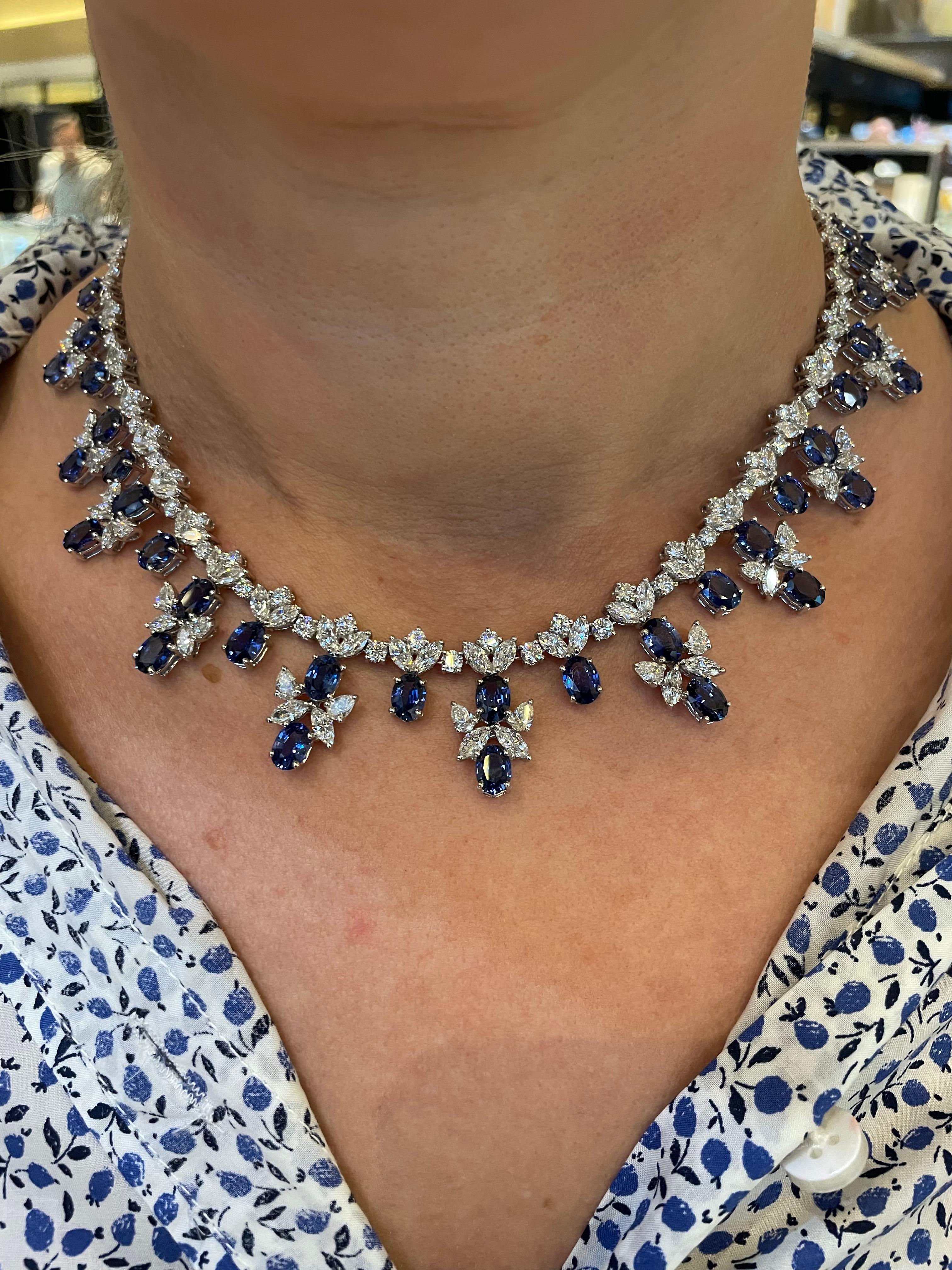 Halskette mit blauem Saphir und Diamant 5