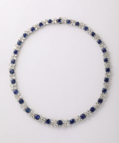 Blue Sapphire and Diamond Necklace