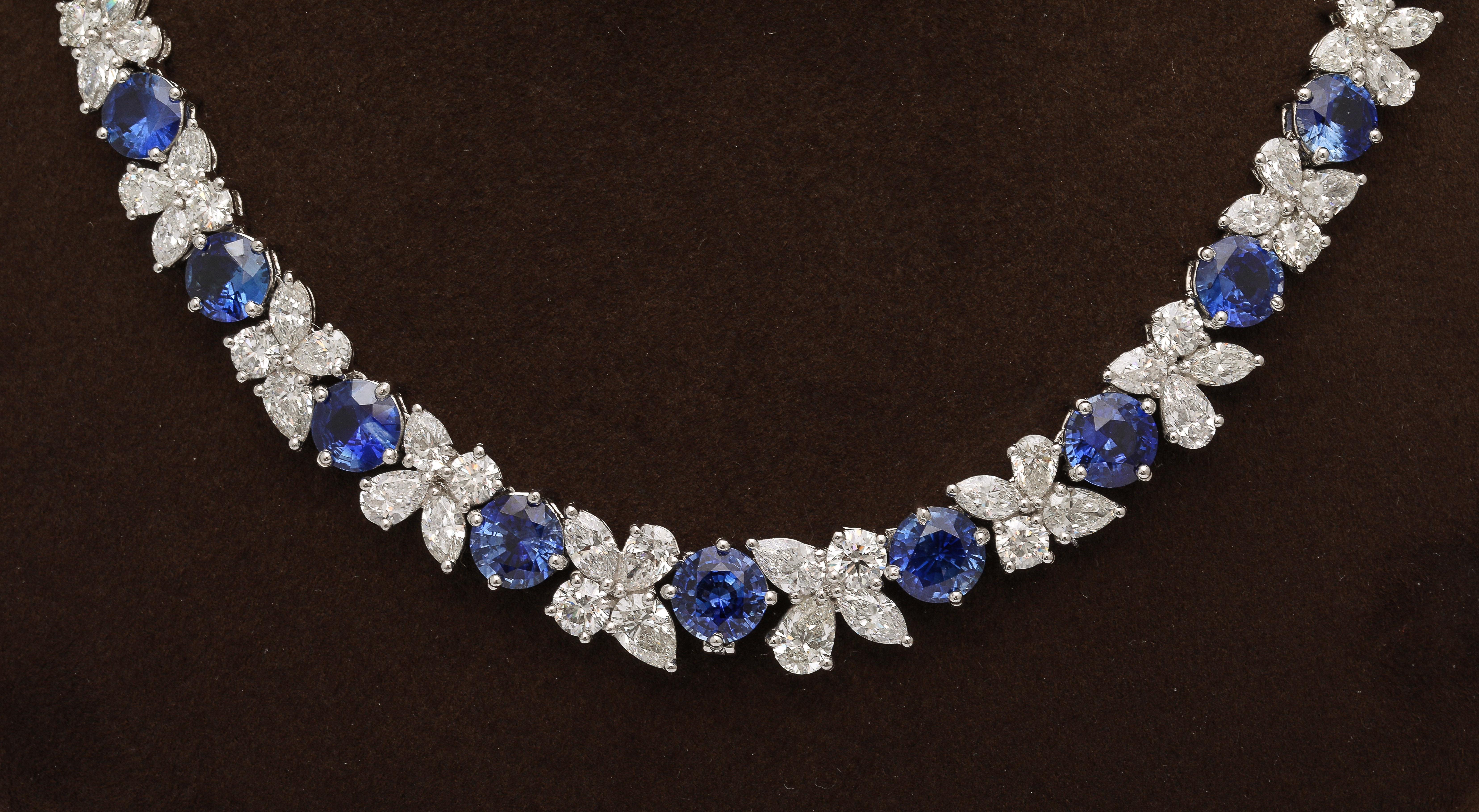 Blue Sapphire and Diamond Necklace  In New Condition For Sale In New York, NY