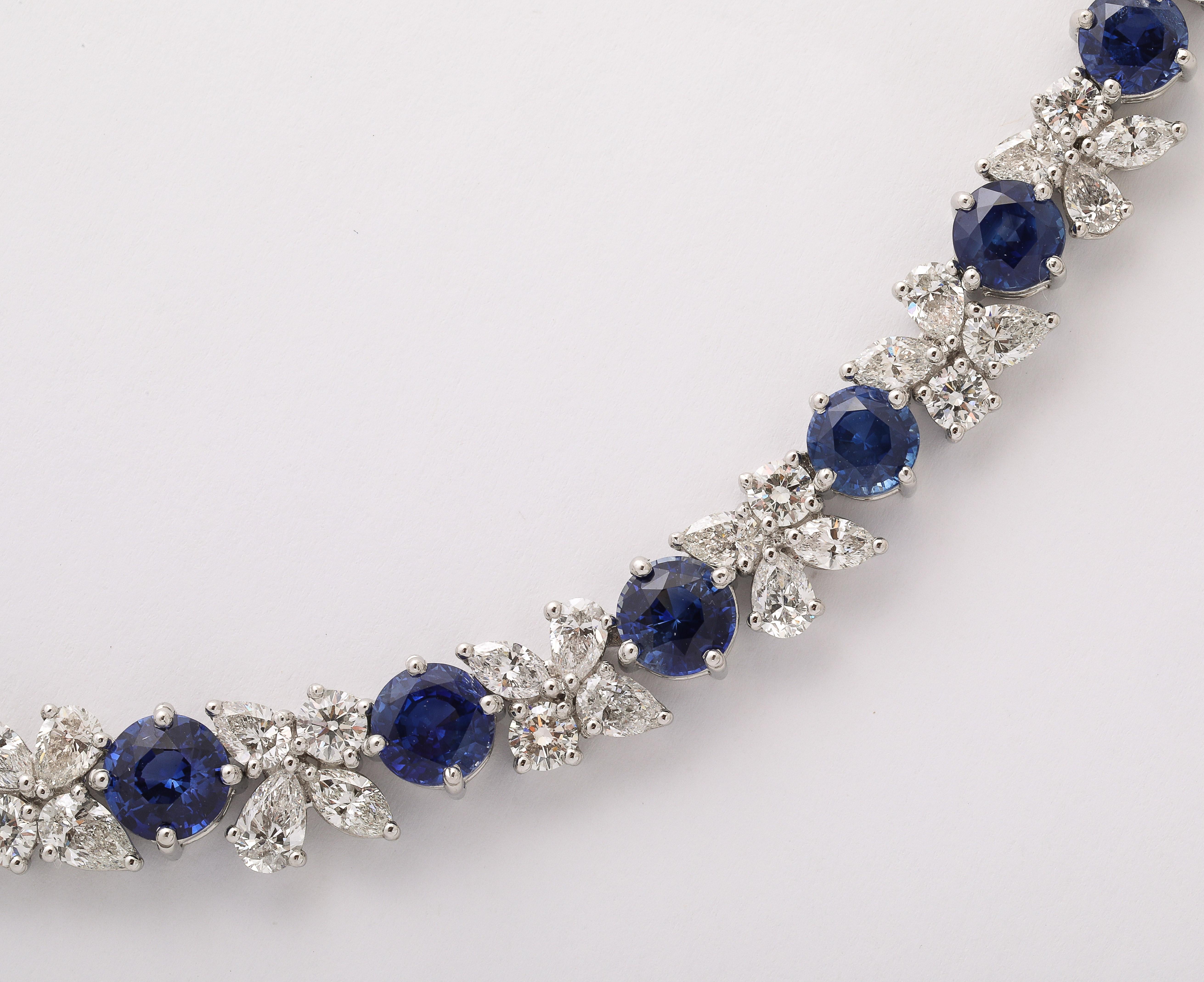 Blue Sapphire and Diamond Necklace  For Sale 2