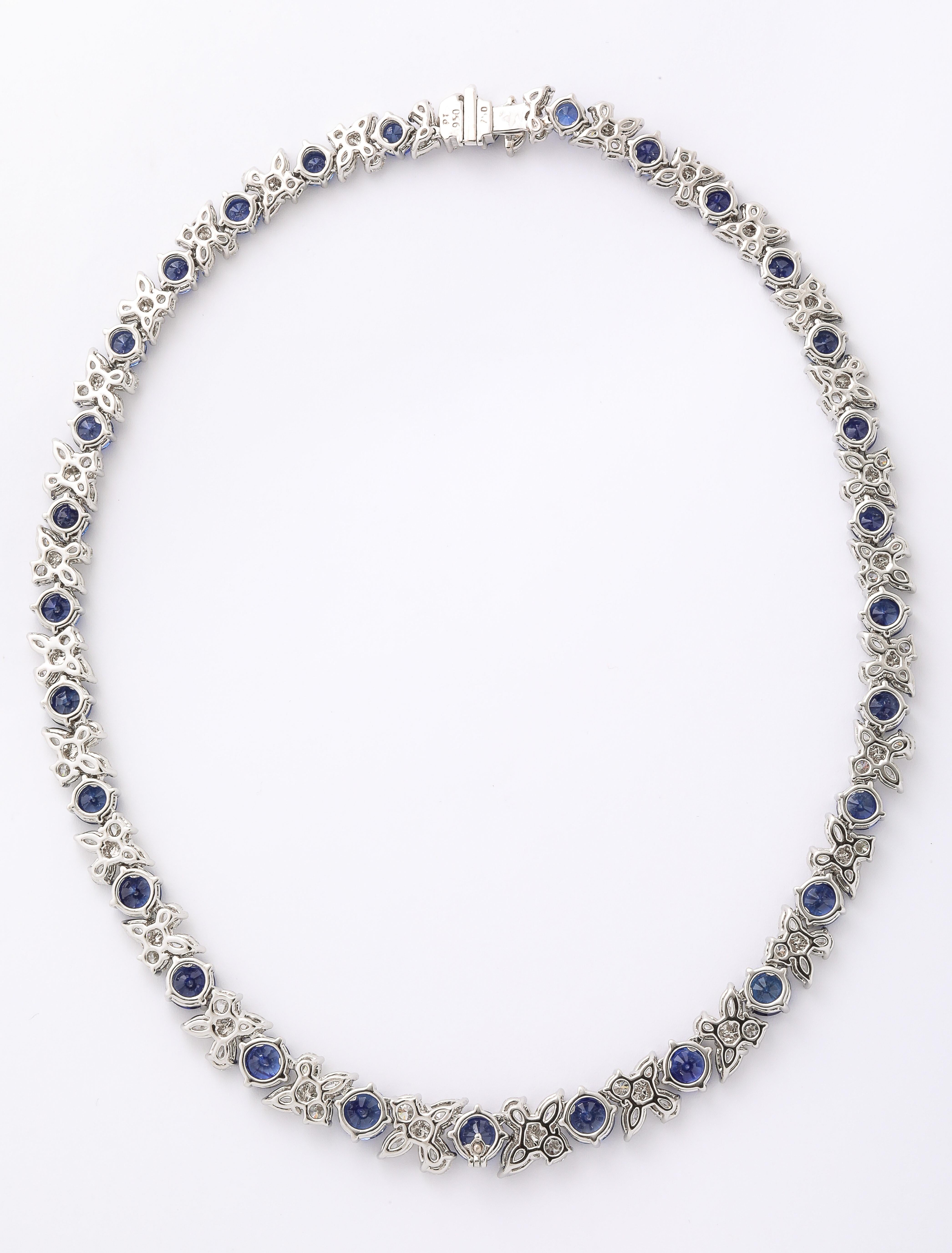 Collana di zaffiri blu e diamanti in vendita 2