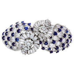 27,08 Quilates Total Diamante Redondo Corte Brillante y Zafiro Pulsera Convertible