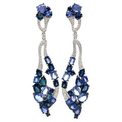 Blue Sapphire and Diamond Pavé Chandelier Earrings Blue Sapphire and Diamond Pavé Chandelier Earrings