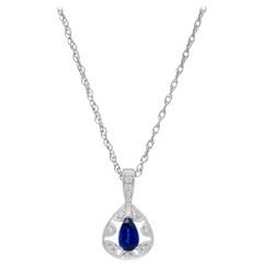 Blue Sapphire and Diamond Pendant Necklace