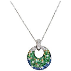 Blue Sapphire and Diamond Pendant Necklace