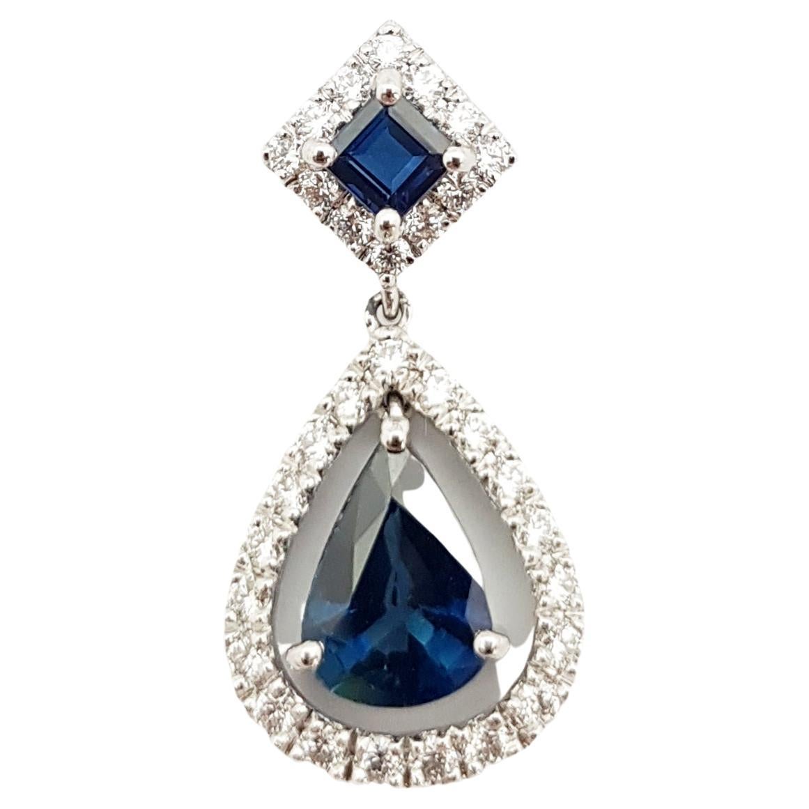 Blue Topaz and Diamond Pendant Set in 18 Karat White Gold Settings For ...
