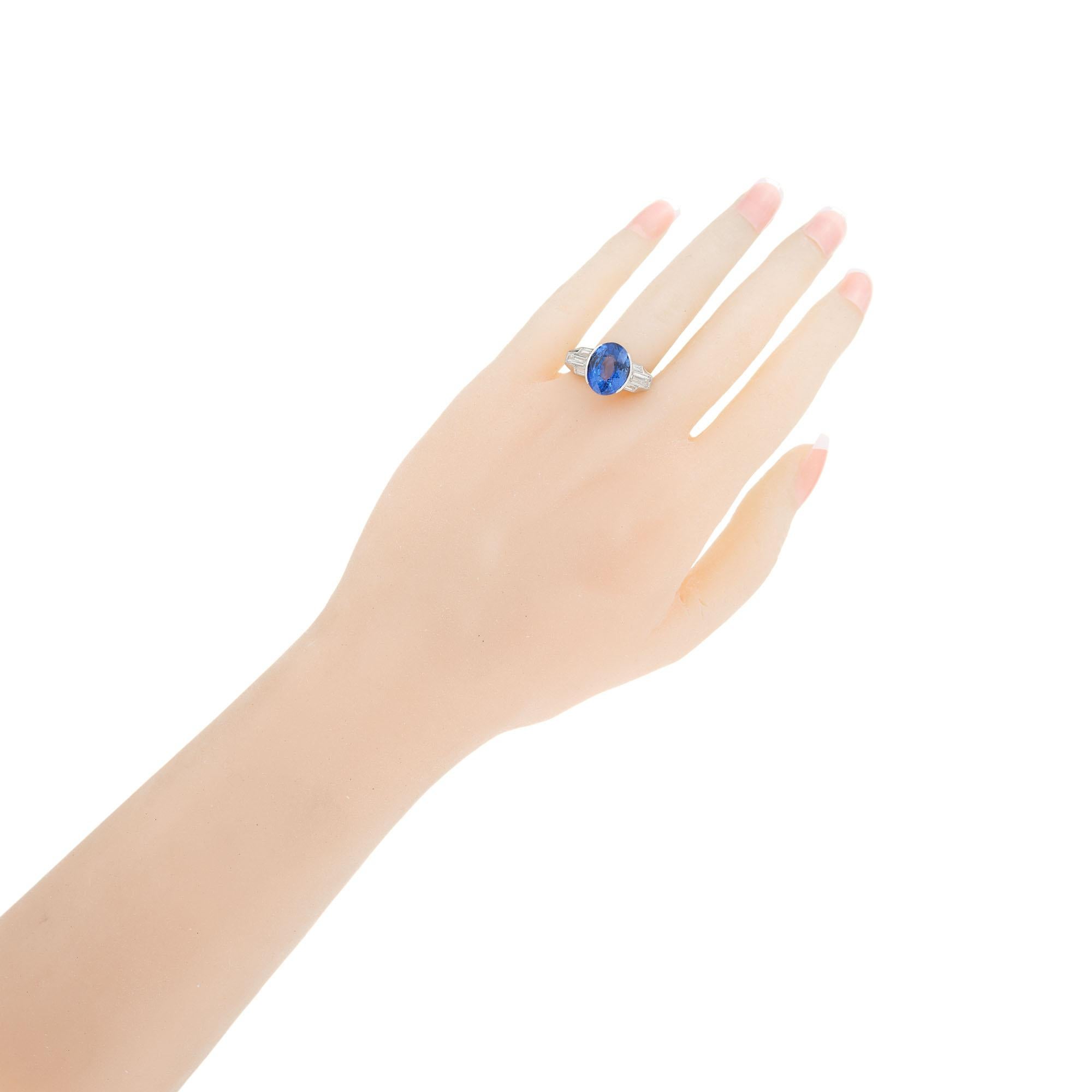 Platinring mit blauem Saphir und Diamant im Angebot 1