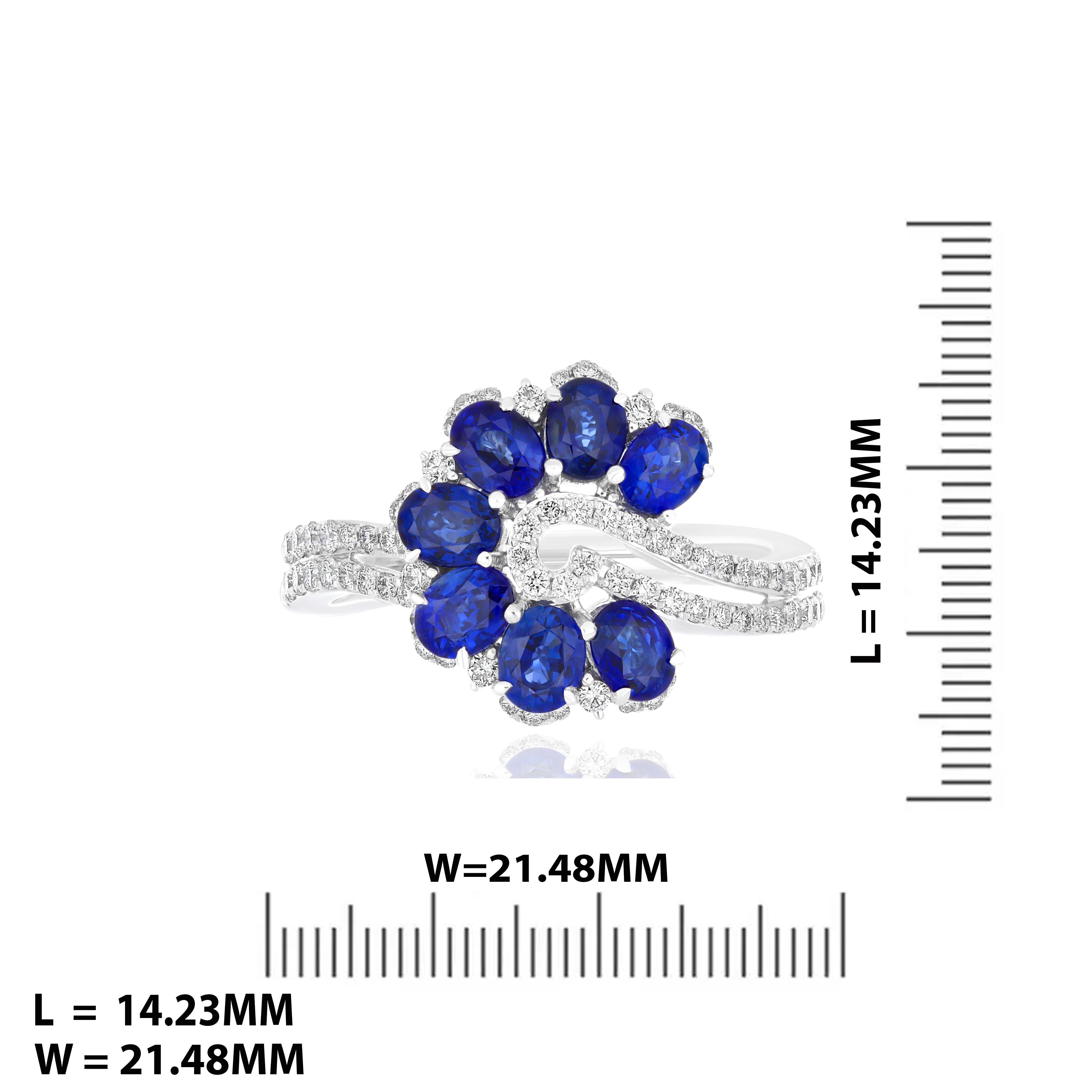 Wunderschöner handgefertigter Ring aus 18 Karat Weißgold mit blauem Saphir und Diamant im Angebot 2